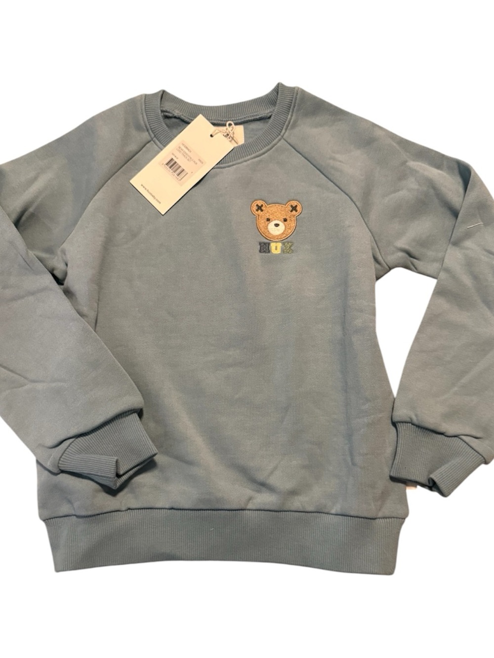 Huxbaby Light Blue Kids Crewneck Track Set with Teddy Patch